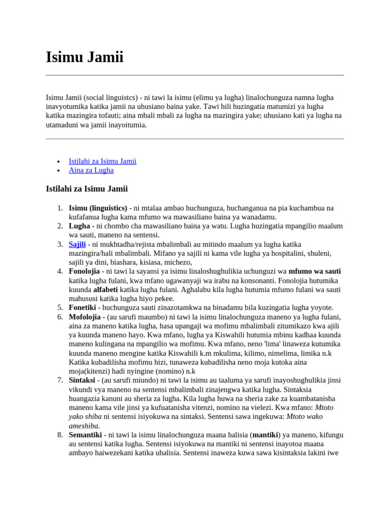 Isimu Jamii 1 | PDF