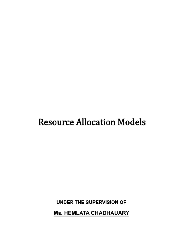 Resource Allocation Models Front | PDF | Mathematical Optimization ...