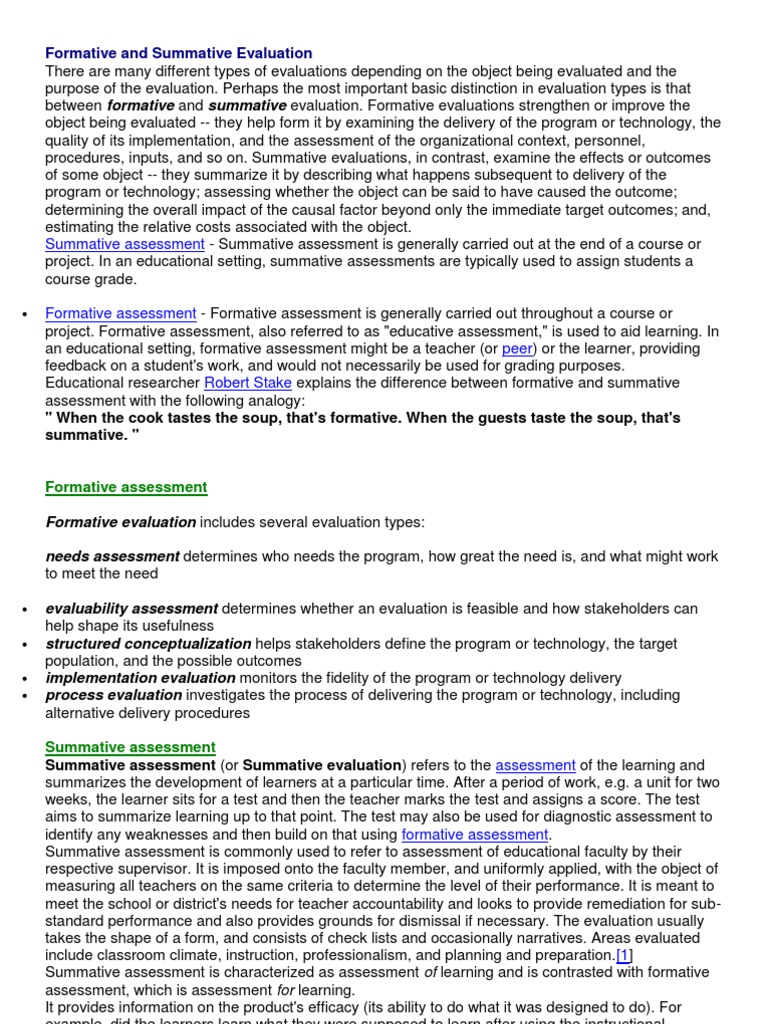Formative and Summative Evaluation | PDF | Educational Assessment ...