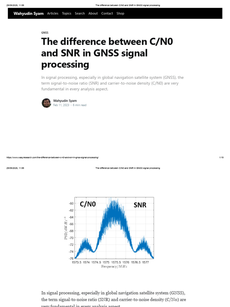 C/N0 vs SNR in GNSS Signal Processing | PDF | Signal To Noise Ratio ...