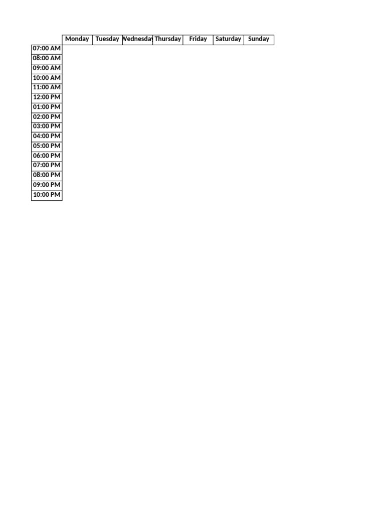 Full Weekly Schedule | PDF