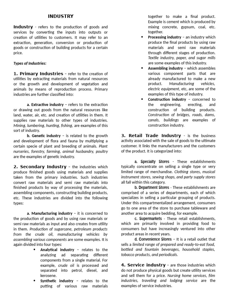 Overview of Industry Types and Examples | PDF | Goods | Economies