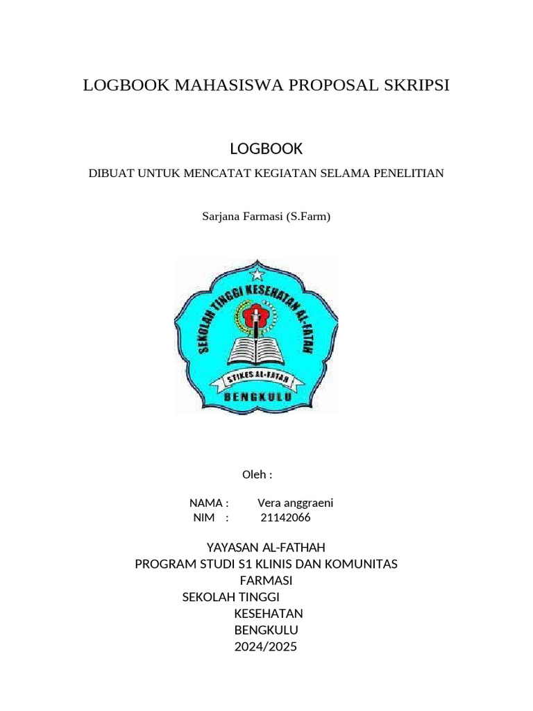 Logbook Penelitian Skripsi Farmasi | PDF