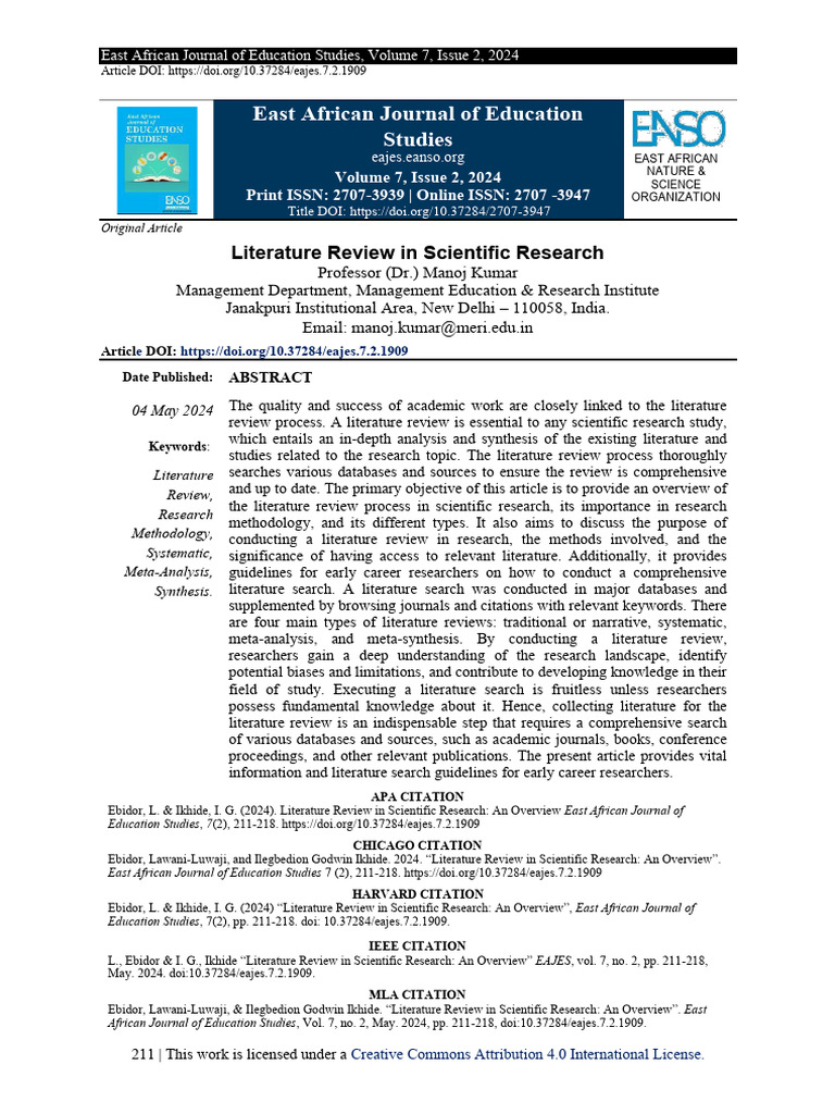 Overview of Literature Review in Research | PDF | Meta Analysis ...