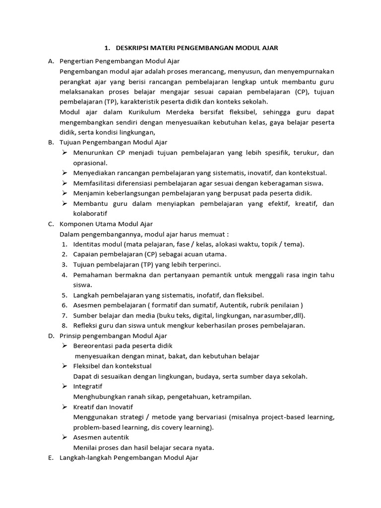 Deskripsi Materi Pengembangan Modul Ajar Modul 3 | PDF