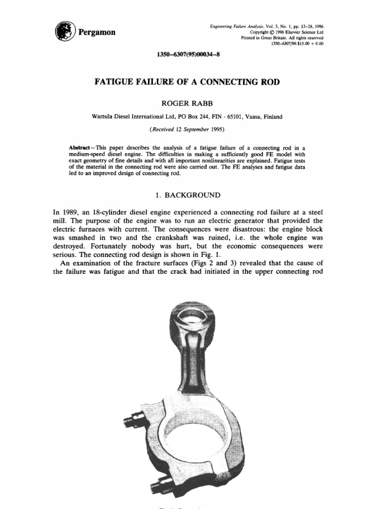Fatigue Failure of a Connecting Rod Strength Of Materials Fatigue