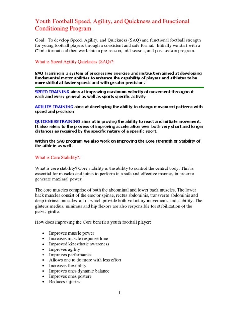 Youth Football Speed Program PDF Running Vertebral Column