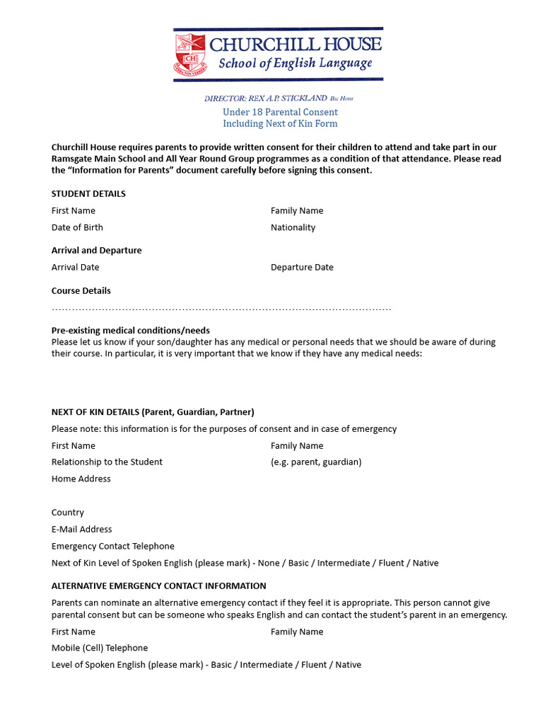 UNDER 18 Parental Consent Form - Docx - 1 | PDF