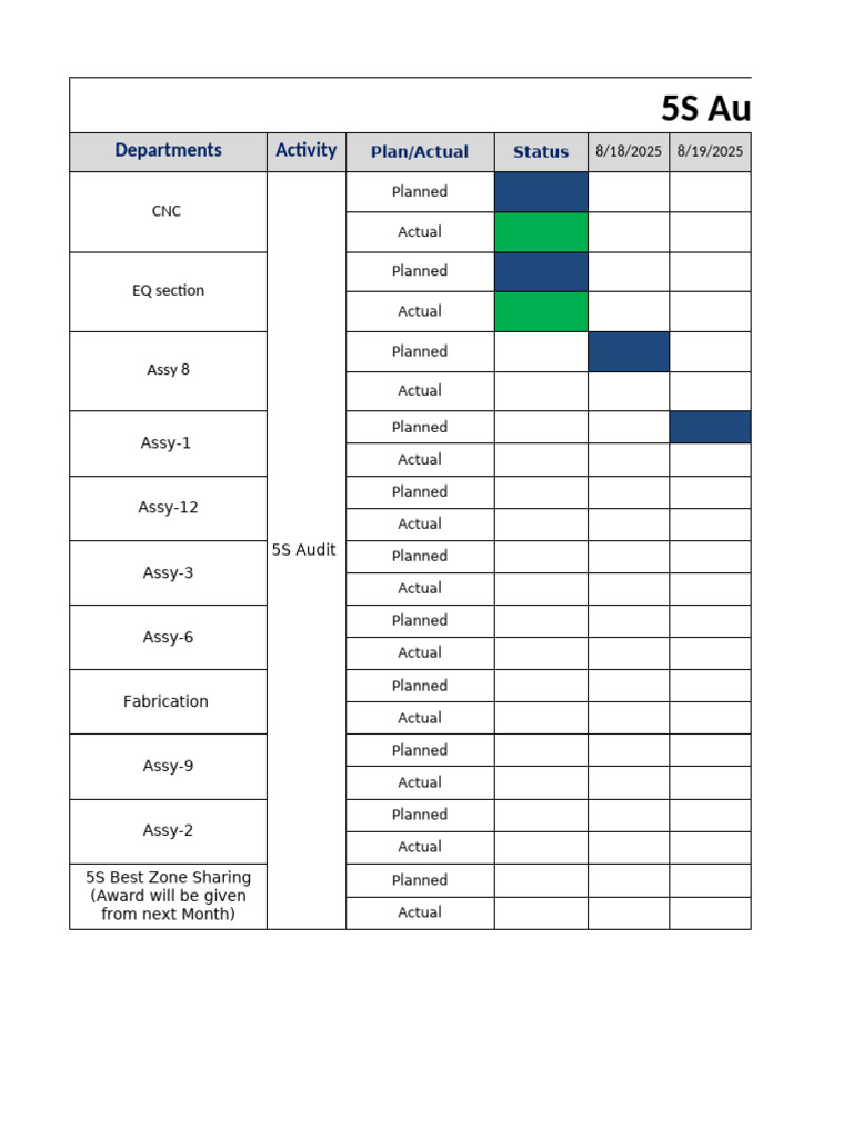 Plan de Auditoría 5S Agosto 2025 | PDF