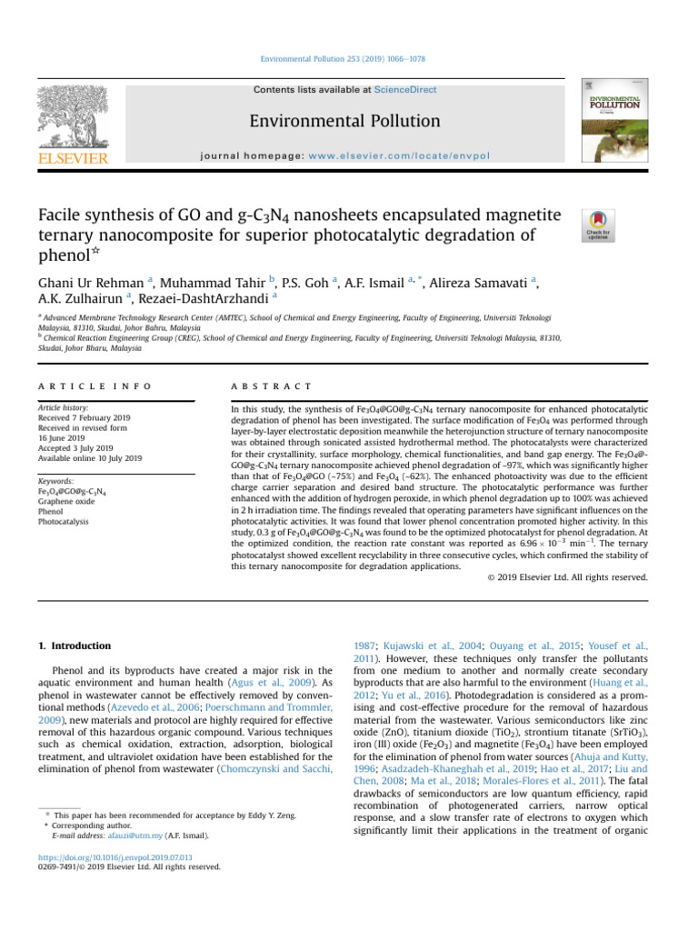 Facile Synthesis of GO and g-C3N4 Nanosheets Encapsulate | PDF ...