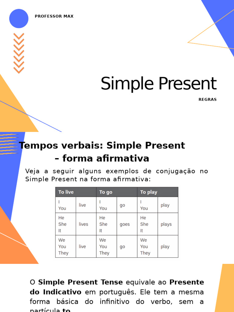 Simple Present - 7º Ano 1 | PDF