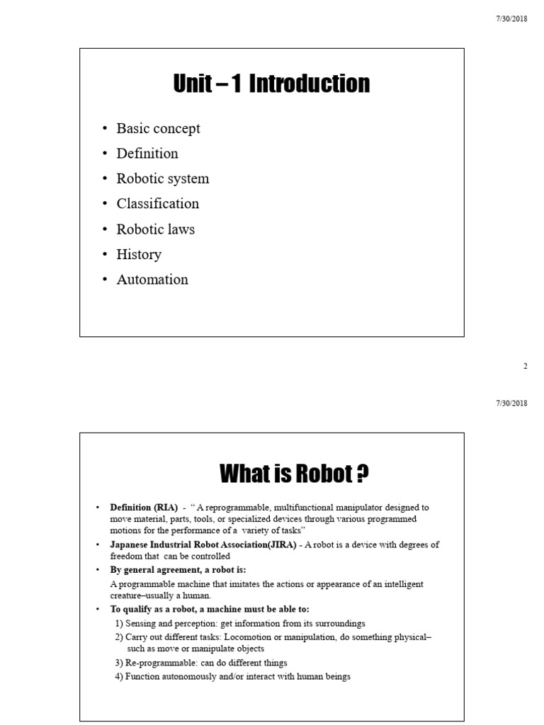Introduction to Robotics and Automation | PDF | Actuator | Robot