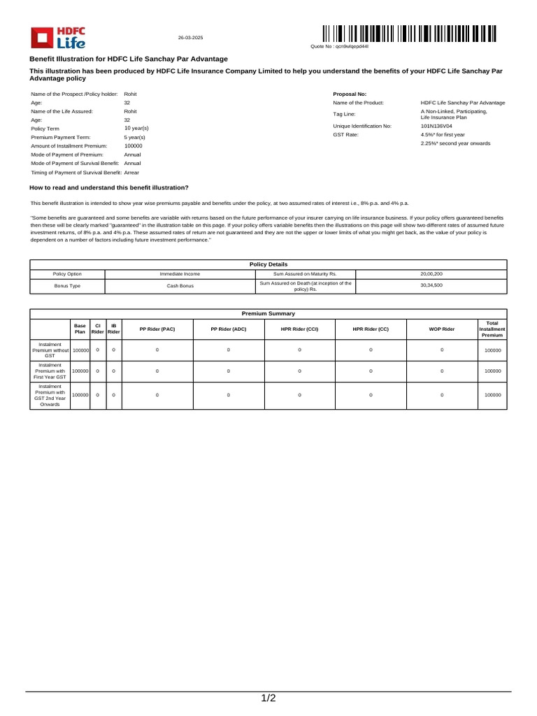HDFC Life Sanchay Par Advantage Overview | PDF | Insurance | Life Insurance