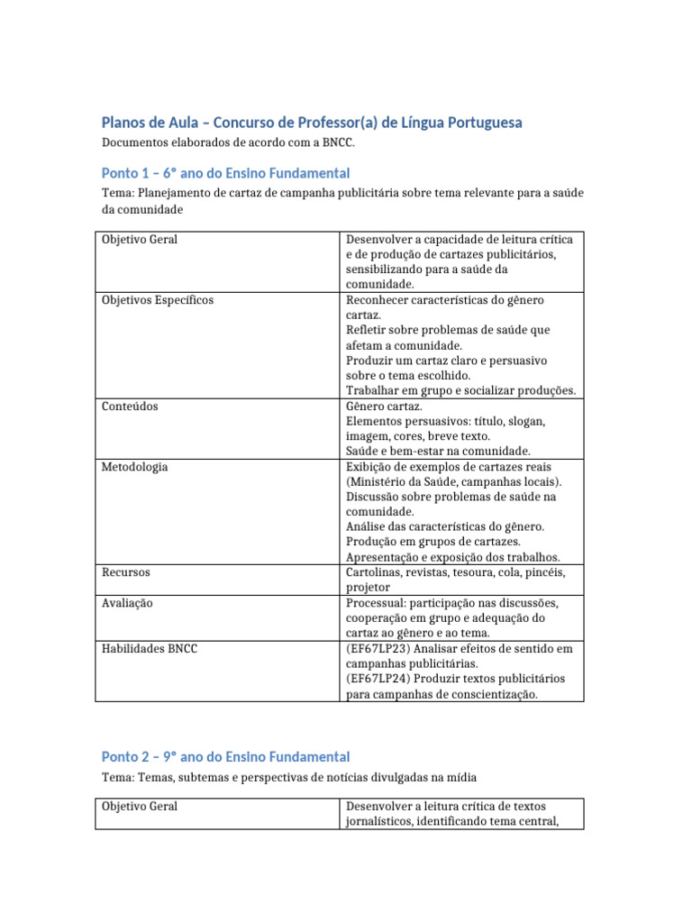 Planos de Aula para Professores de Português | PDF | Publicidade | Gênero