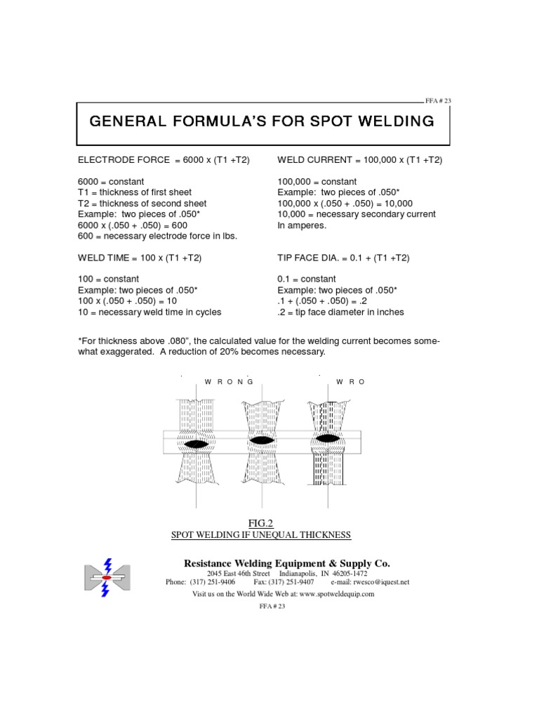 Spot Welding Formula Welding Construction