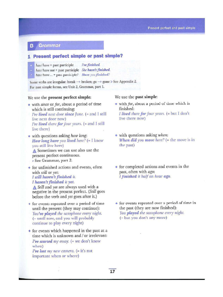 Present Perfect Simple and Contuous. Past Simple FCE | PDF