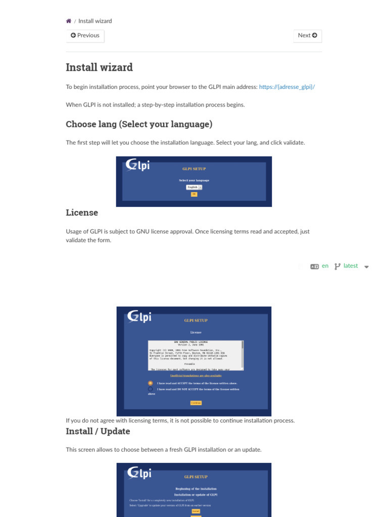 Install Wizard - GLPI Documentation | PDF | Databases | My Sql