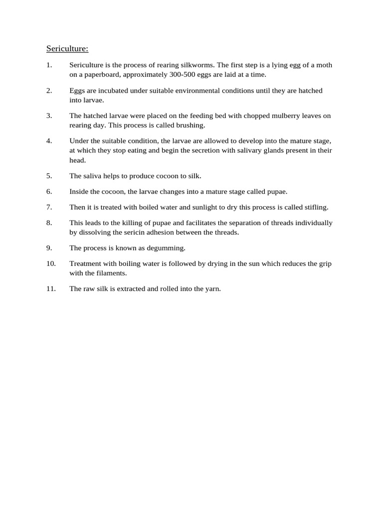 Step-by-Step Sericulture Process | PDF