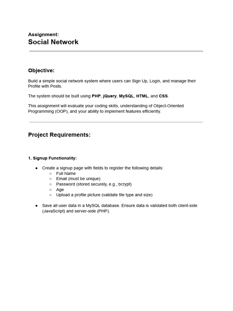 Assignment Social Network Webkul | PDF | Object Oriented Programming | Php