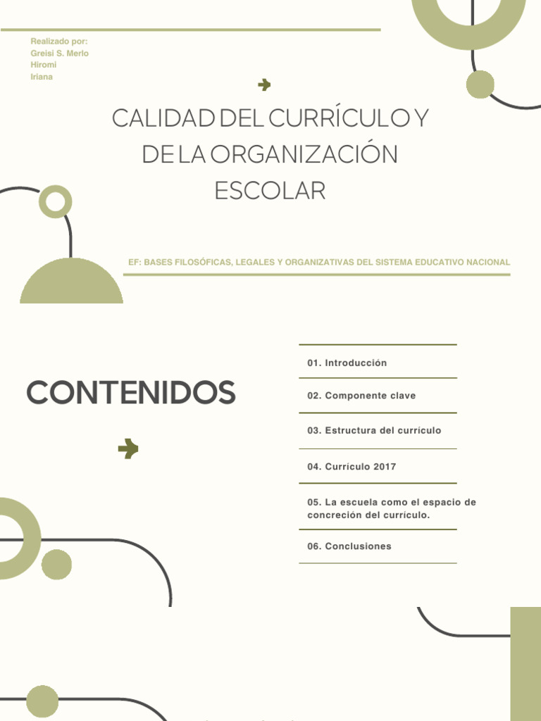 Calidad del Currículo y Organización Escolar | PDF | Plan de estudios ...