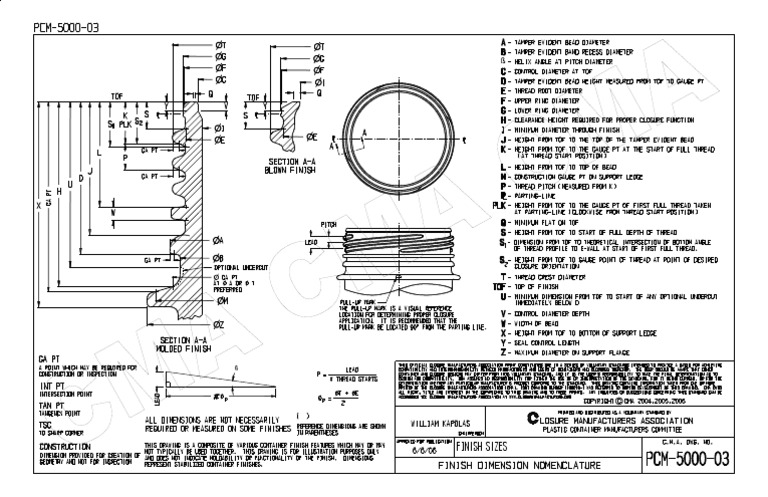 PCM-5000-03 - Finish Dimension Nomenclature | PDF