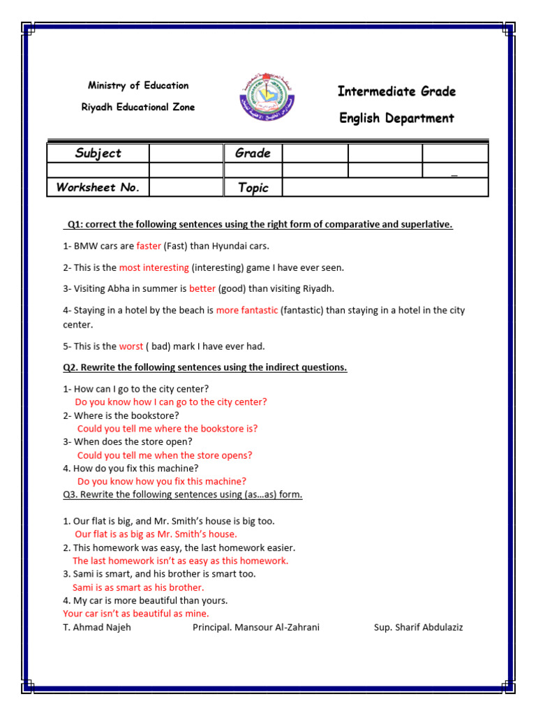 Grammar Unit 6 | PDF