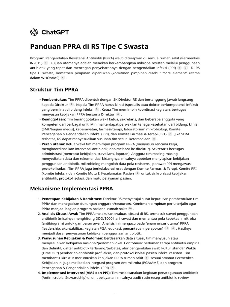 Panduan PPRA untuk RS Tipe C Swasta | PDF