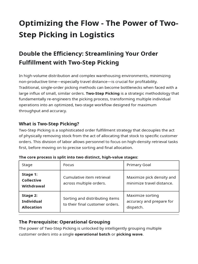 Logistics - Two-Step Picking | PDF | Logistics | Warehouse