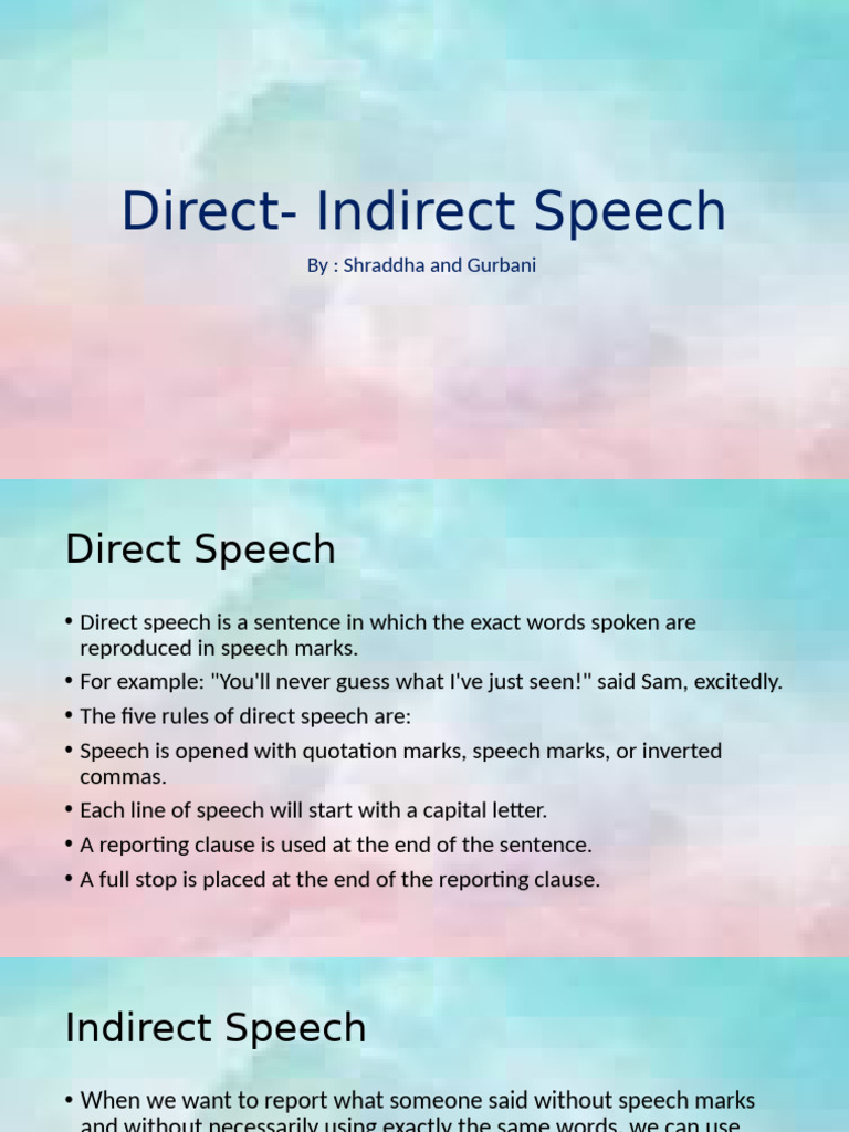 Direct and Indirect Speech Guide | PDF