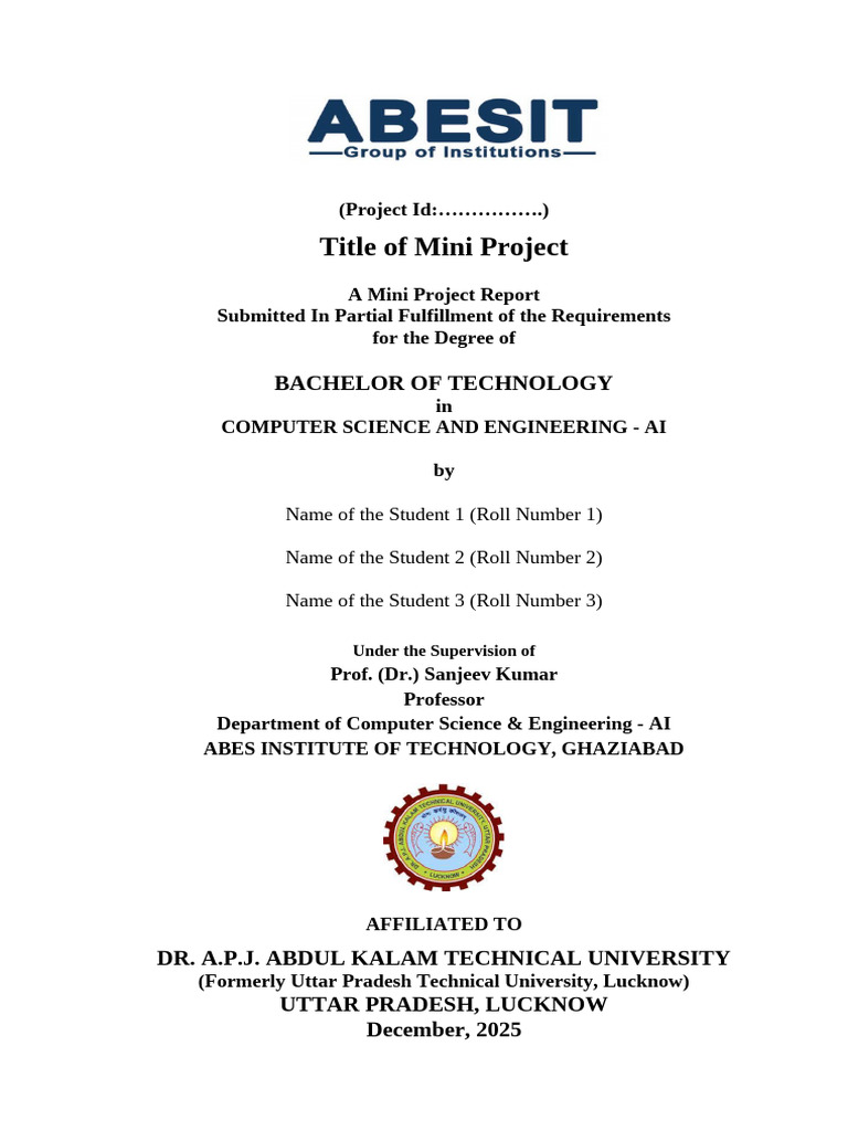 Mini Project Report Format | PDF | Internet Of Things | Machine Learning