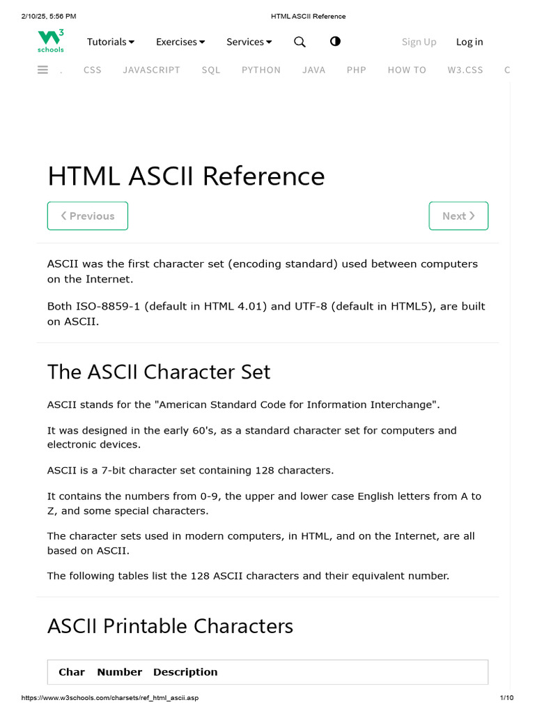 ASCII Character Set Overview | PDF | Character Encoding | Ascii