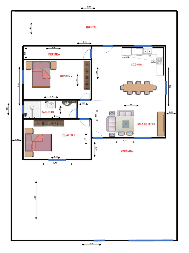 Dimensões de Ambientes Residenciais | PDF