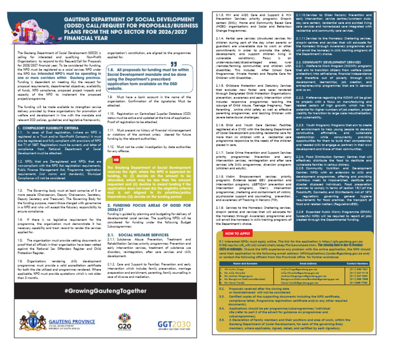 GDSD NPO Funding Proposals 2026-2027 | PDF | Nonprofit Organization ...