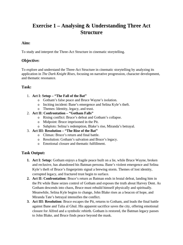 Understanding Three-Act Structure in Film | PDF | Batman | Screenplay