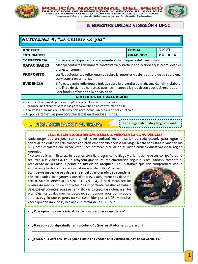 Cultura de Paz y No Violencia Escolar | PDF | Paz | Violencia