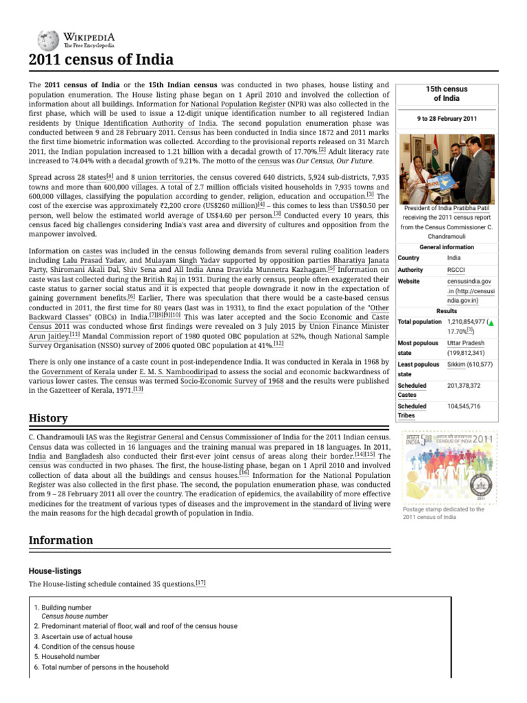 2011 Census of India Overview | PDF | Languages Of India | South Asia