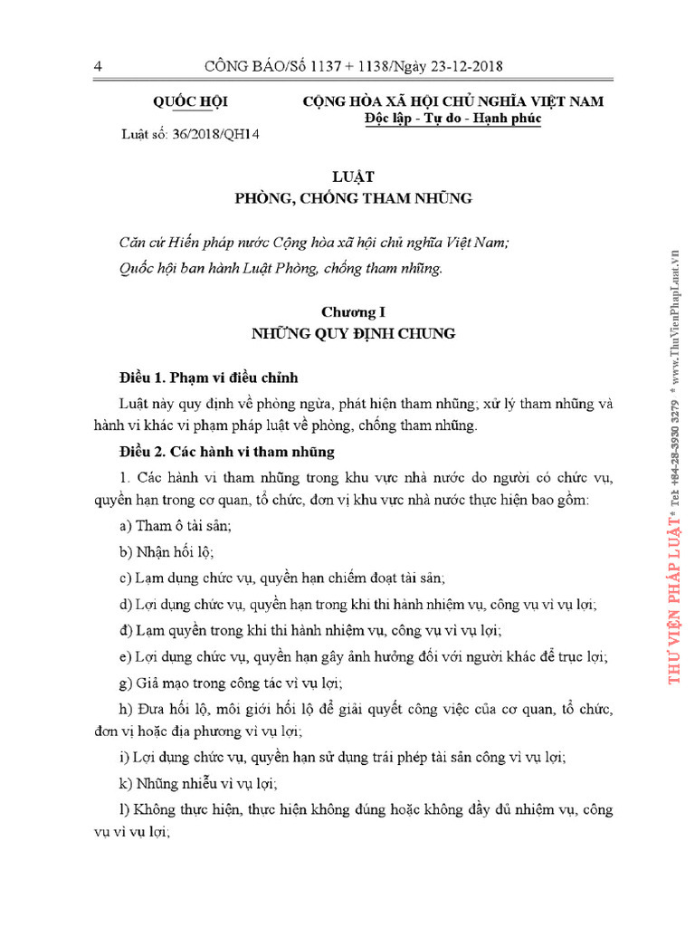 Luật PCTN Số 36 Năm 2018 | PDF