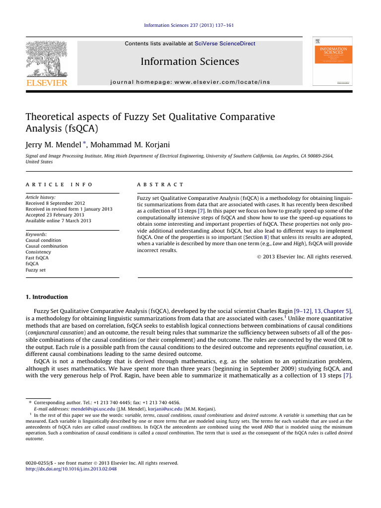 Theoretical Aspects of Fuzzy Set Qualitative Comparative Analysis | PDF ...