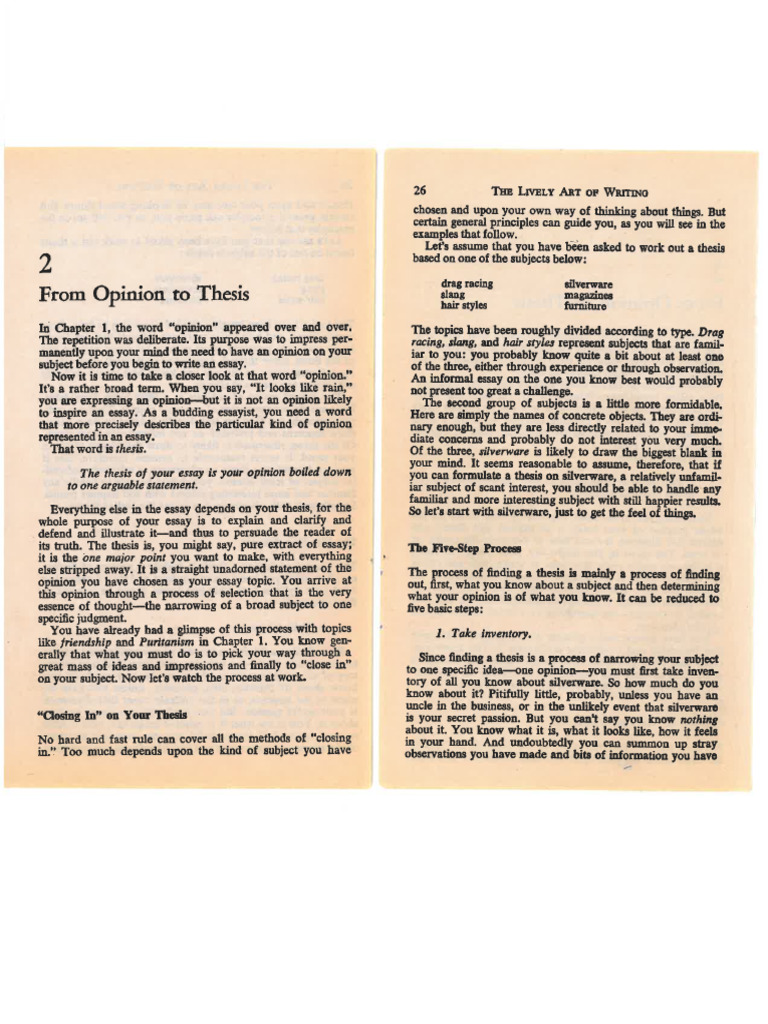 Lively Art of Writing Chapters 2-4 | PDF