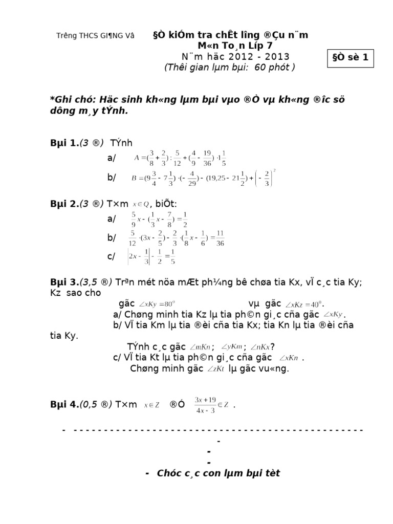 KTCL - Toan 7 | PDF