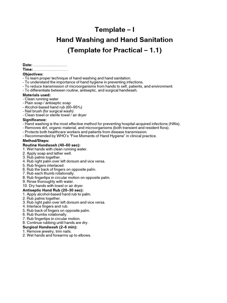 Hand Washing Techniques and Sanitation Guide | PDF | Hand Washing ...
