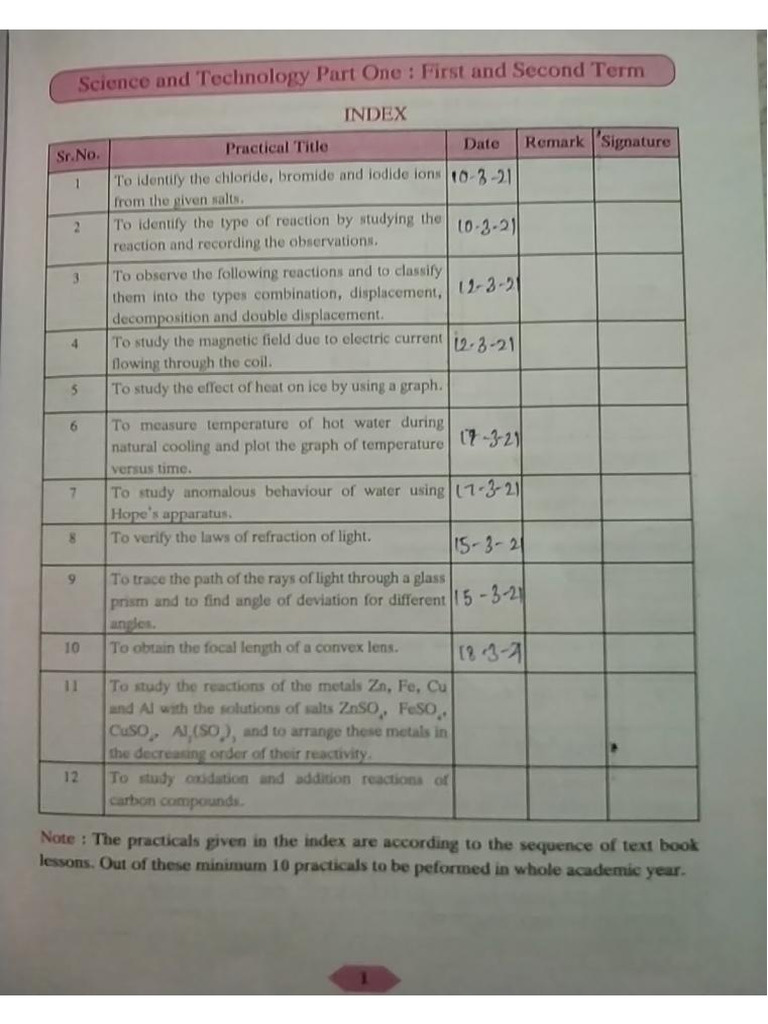 Science 1 Practical | PDF