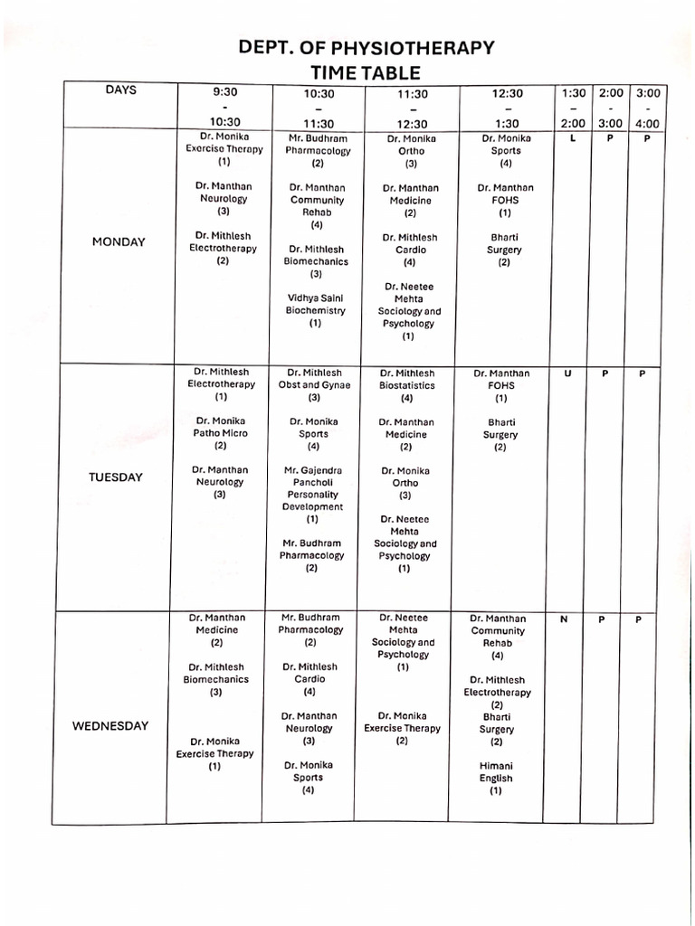 Timetable | PDF