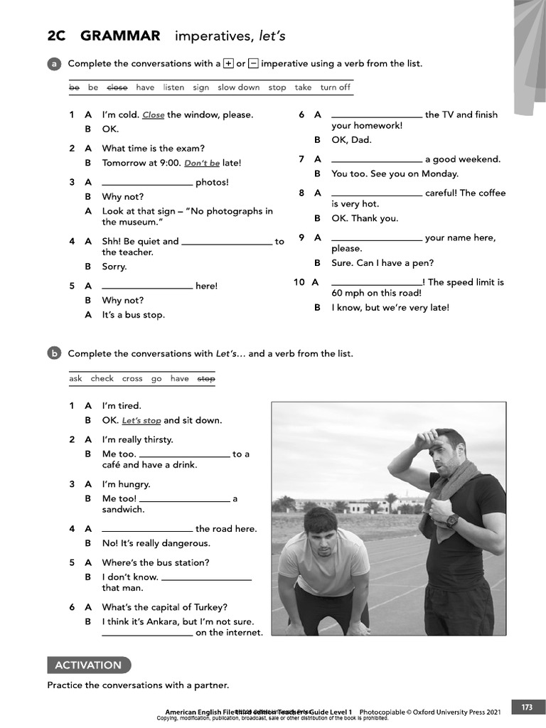 AEF1 2C GRAMMAR Imperatives, Let's 3rd Ed | PDF