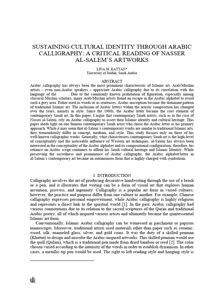 Arabic Calligraphy in Saudi Art Identity | PDF | Calligraphy