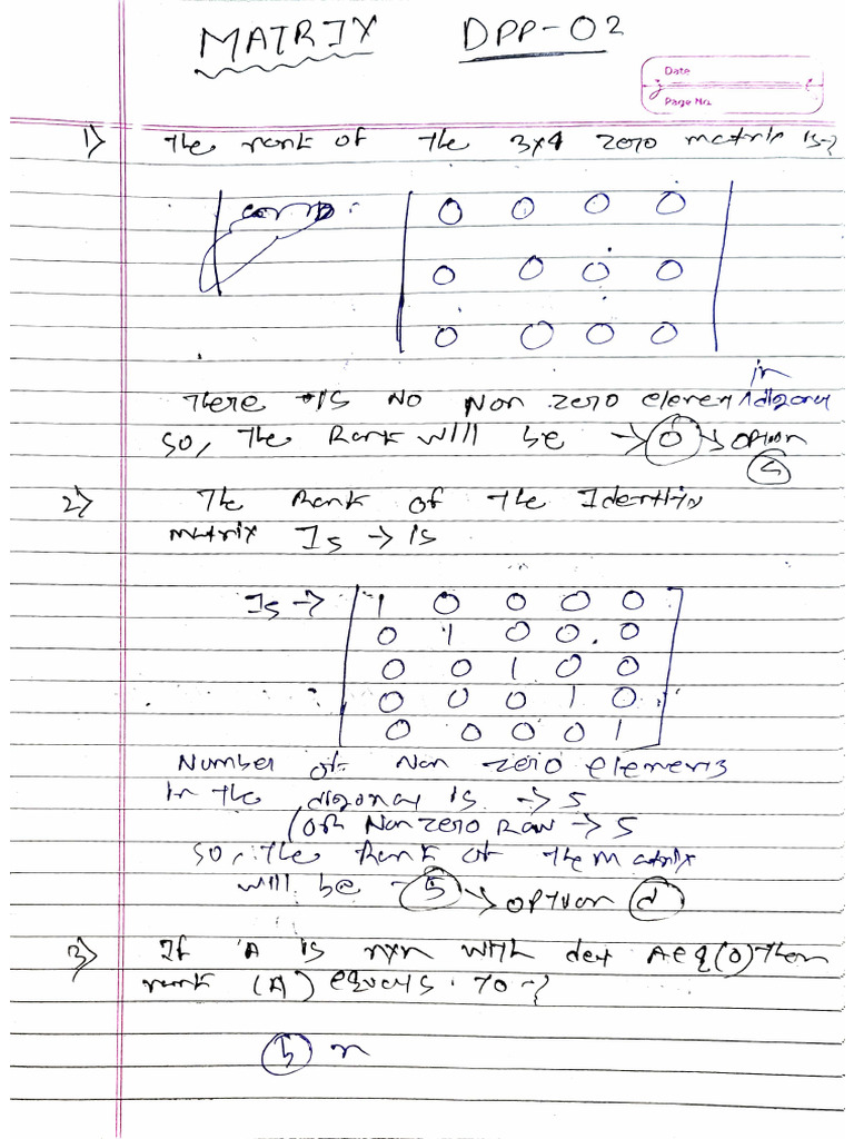 Matrix DPP - 02 (Rank) | PDF