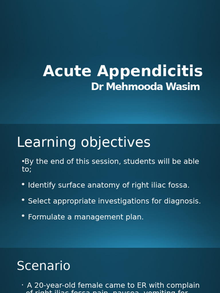 Acute Appendicitis Management Guide | PDF