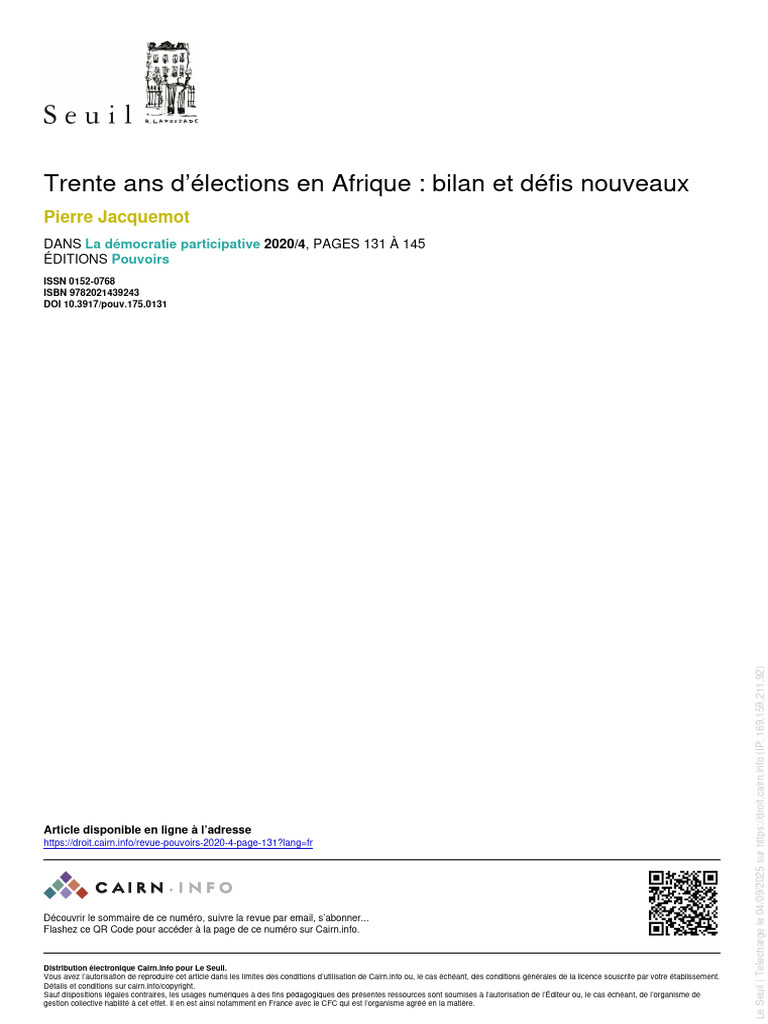 Élections en Afrique : bilan et défis | PDF | Vote | Afrique