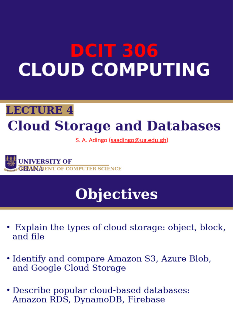 Cloud Storage and Database Overview | PDF | Cloud Computing | Databases