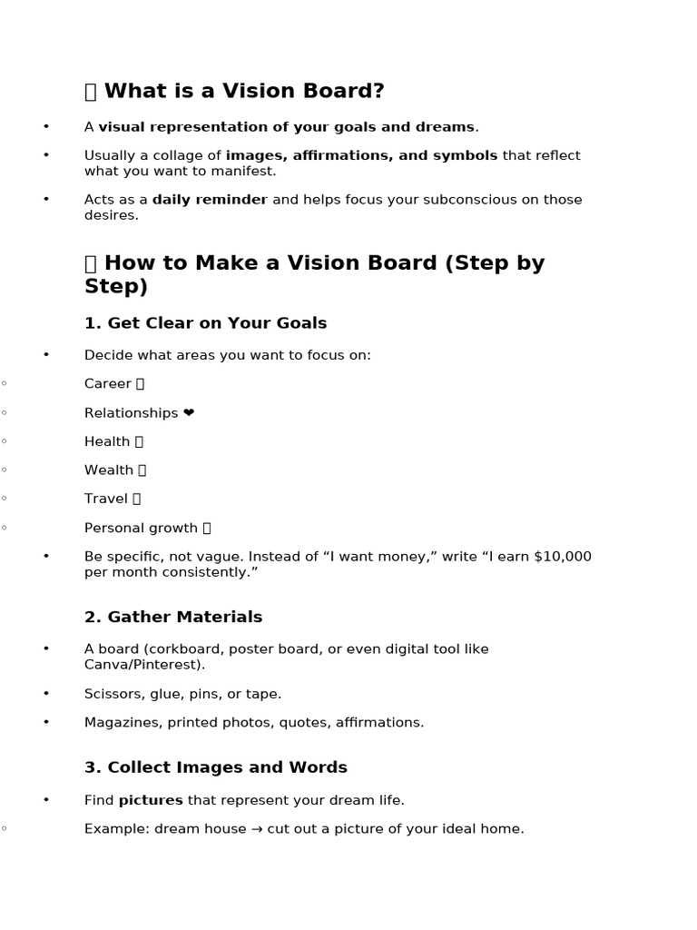 How to Create a Vision Board Guide | PDF